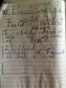 Oscar's journal entry "If I were to be an instrument I would be a..."