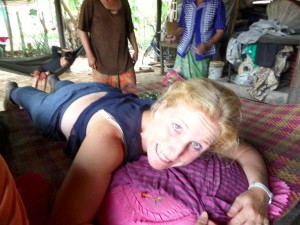 Much amusement for the villagers as we try the Chinese Cupping